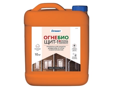 Пропитка ОГНЕ-БИОЩИТ-1 для защиты древесины от огня и биопоражения I и II группы огнезащитной эффективности
